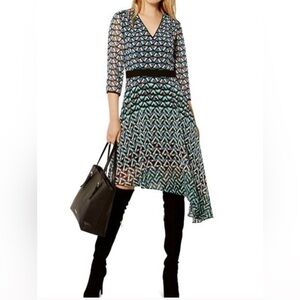 Karen Millen Asymmetrical Dress in Black and Blue